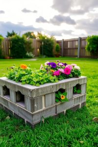 Raised Bed with Cinder Blocks