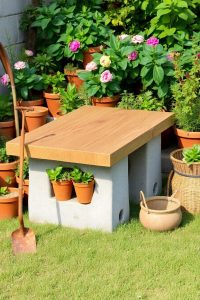 Garden Table with Block Legs