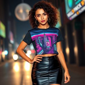 Graphic Tee and Leather Skirt