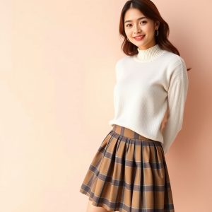 Pleated Skirt and Sweater Combo