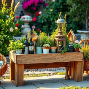 Wine Crate Planter Bench