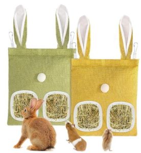 2 Pack Hay Bag for Rabbits,Guinea Pig Hay Feeder Bags Washable Bunny Hay Bag for Chinchillas Hamsters Small Pets and Animal