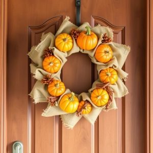 Burlap and Pumpkin Wreath