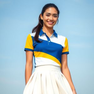 Color-Blocked Polo with Flared Skirt