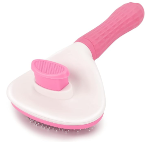 Depets Self Cleaning Slicker Brush, Dog Cat Bunny Pet Grooming Shedding Brush - Easy to Remove Loose Undercoat, Pet Massaging Tool Suitable for Pets with Long or Short Hair Pink