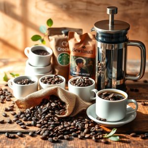 Gourmet Coffee Sampler and French Press Set