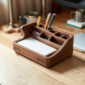 Handcrafted Wooden Desk Organizer