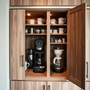 Hidden Coffee Station in a Cabinet