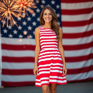 Red and White Striped Dress