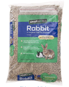 Small World Rabbit Food, Complete Feed, Pelleted Food for Rabbits, Fortified with Essential Vitamins & Minerals for Daily Health, High-Fiber Diet for Digestive Support, Resealable Bag