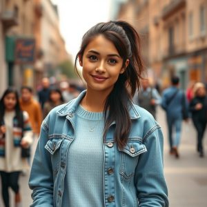 Sweater Dress with Denim Jacket