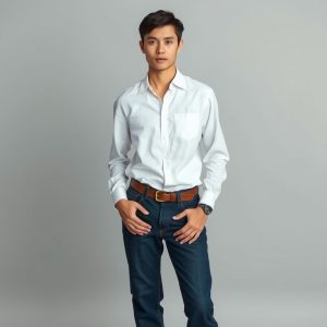 White Shirt and Straight Jeans