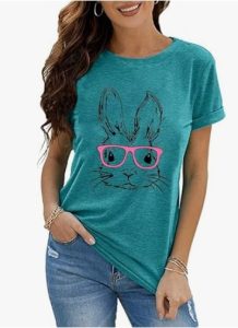 Funny Bunny Print T Shirt for Women