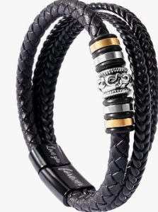 To My Son Braided Leather Bracelet"I Will Always Be With You" Men Double Row Magnetic Closure Personalized Bracelets，Wristband Bracelet，Mens Leather Rope Bracelet Holiday Gift