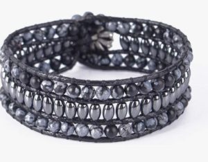 YGLINE Boho Handmade Natural Stone Bead 3 Row Wide Wrap Wrist Statment Bracelet Jewelry Collection
